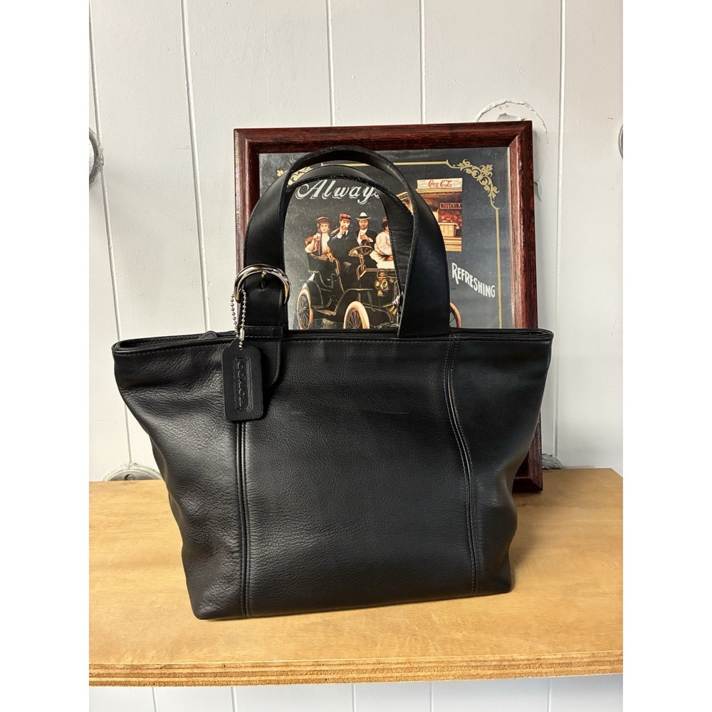 Vintage Coach B7C-4133 Black Leather Waverly  Handbag Tote Top Handle *RARE*